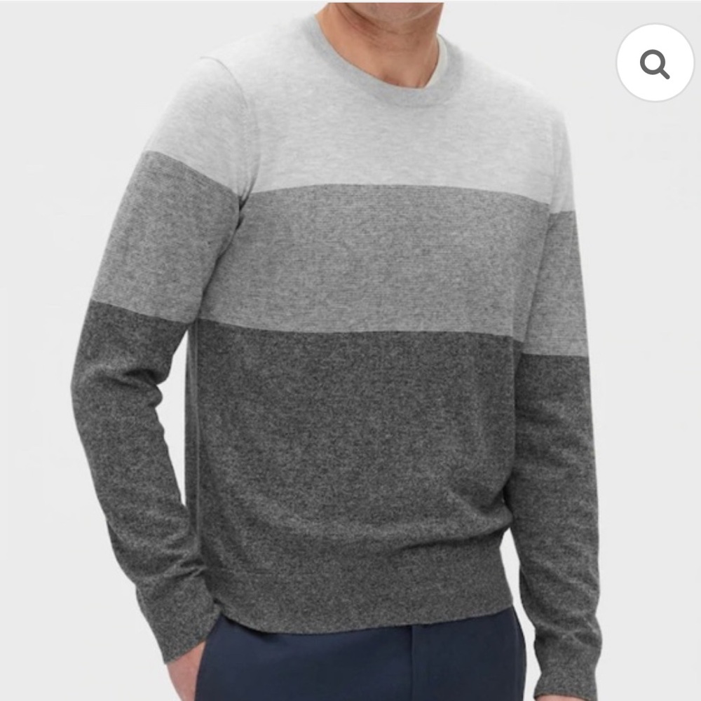 NWT Banana Republic Men's Gray Luxury Blend Colorblock Sweater. Size XL
